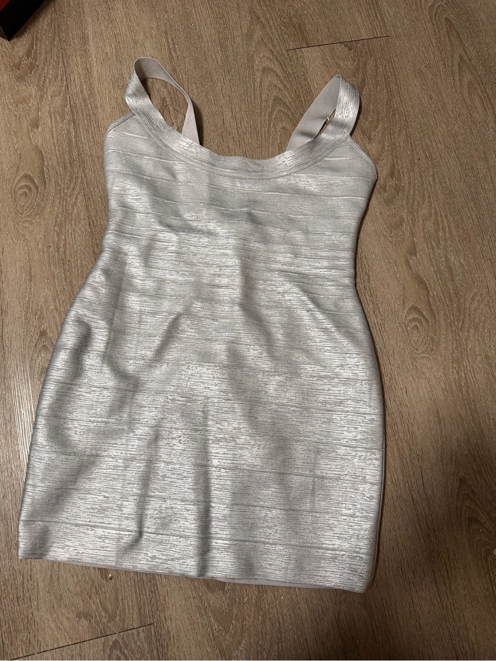 House of CB Silver Metallic Scoop Neck Bandage Mini Dress